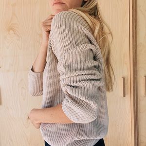 Jenni Kayne Cotton Fisherman Sweater OATMEAL